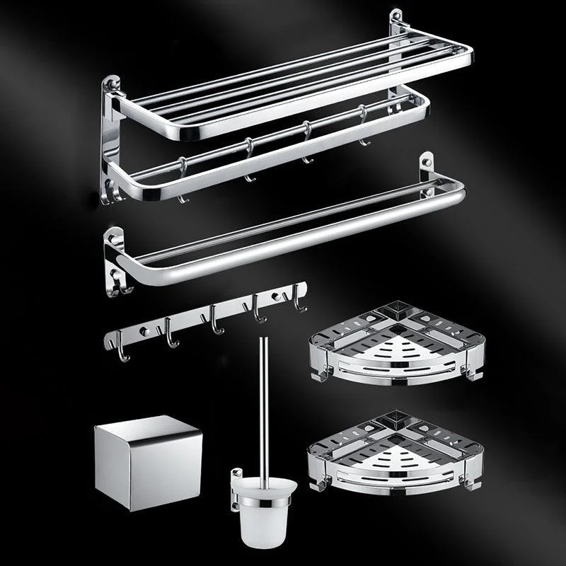 Chrome Modern Bathroom Hardware Set Stainless Steel Robe Hooks/Towel Bar & Bath Shelf -Bathlova