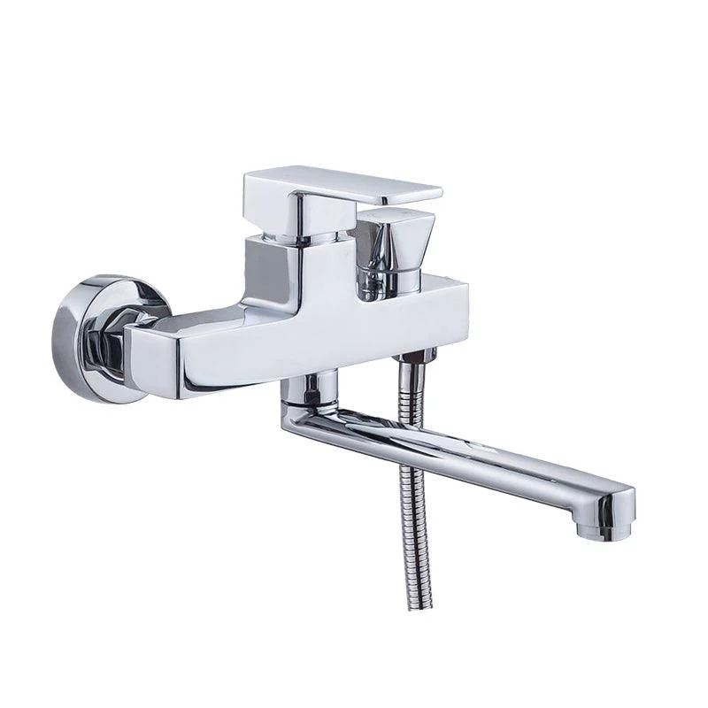 Chrome Polished Bathroom Tap Wall Mount Swivel Spout with Handheld Shower -Bathlova