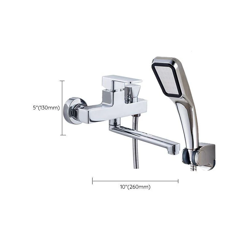 Chrome Polished Bathroom Tap Wall Mount Swivel Spout with Handheld Shower -Bathlova