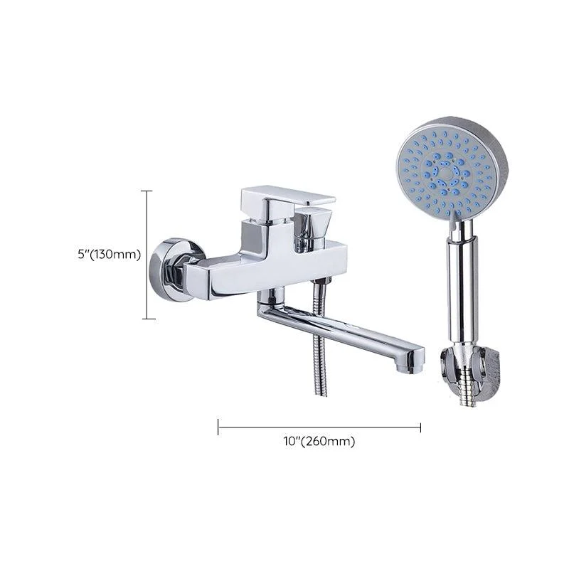 Chrome Polished Bathroom Tap Wall Mount Swivel Spout with Handheld Shower -Bathlova