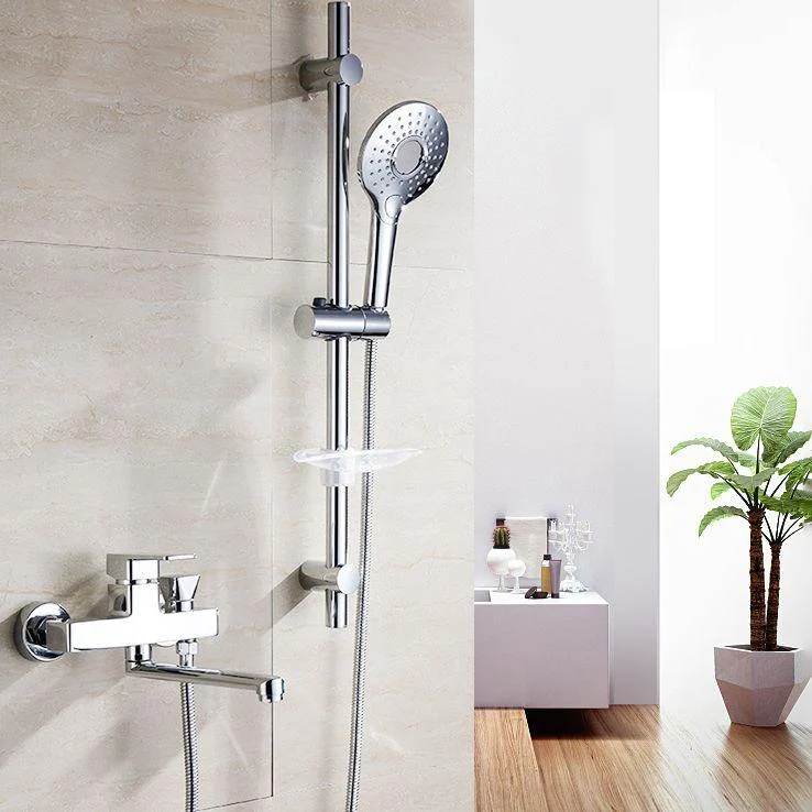 Chrome Polished Bathroom Tap Wall Mount Swivel Spout with Handheld Shower -Bathlova