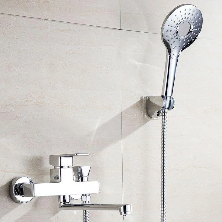 Chrome Polished Bathroom Tap Wall Mount Swivel Spout with Handheld Shower -Bathlova