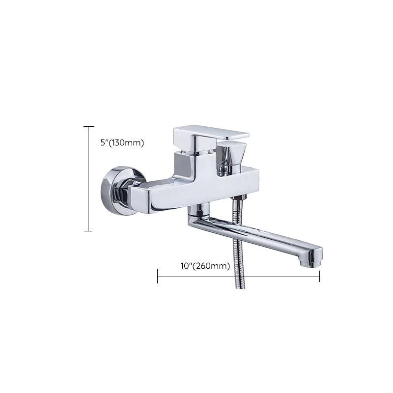 Chrome Polished Bathroom Tap Wall Mount Swivel Spout with Handheld Shower -Bathlova