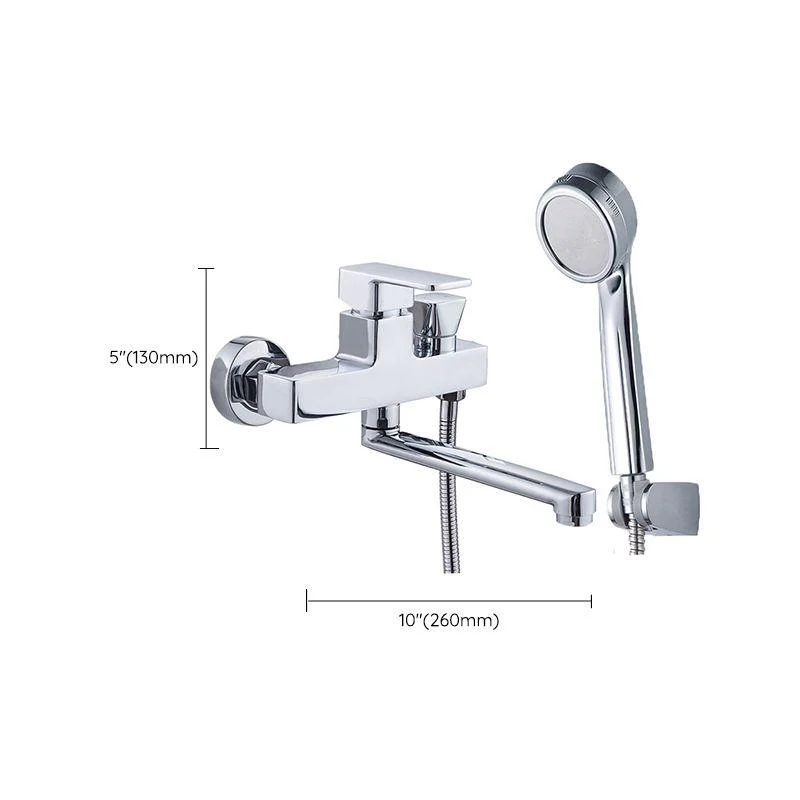 Chrome Polished Bathroom Tap Wall Mount Swivel Spout with Handheld Shower -Bathlova