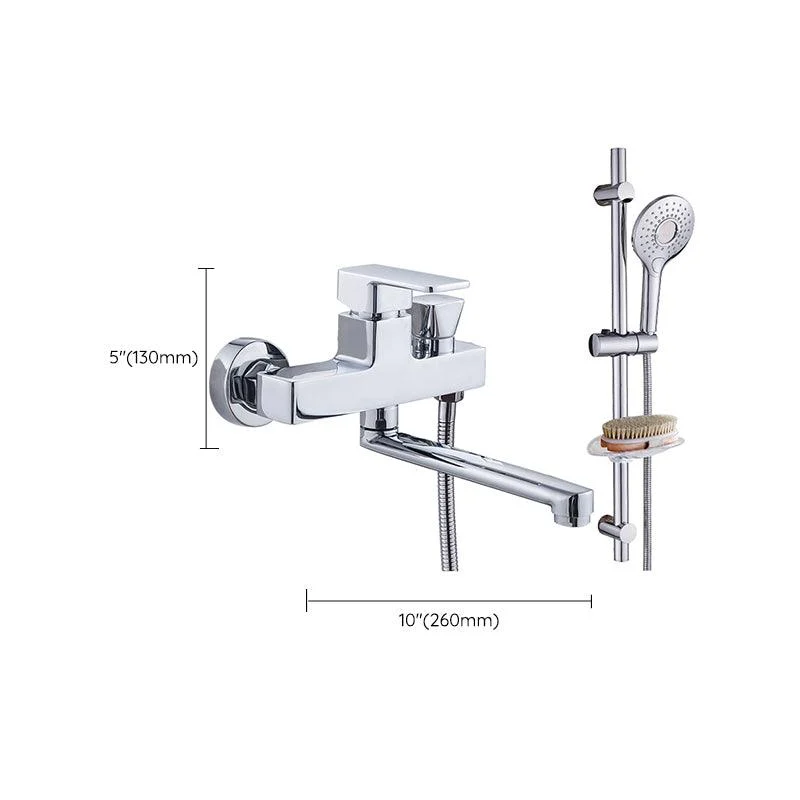 Chrome Polished Bathroom Tap Wall Mount Swivel Spout with Handheld Shower -Bathlova