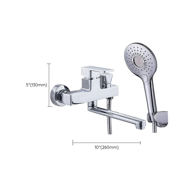 Chrome Polished Bathroom Tap Wall Mount Swivel Spout with Handheld Shower -Bathlova