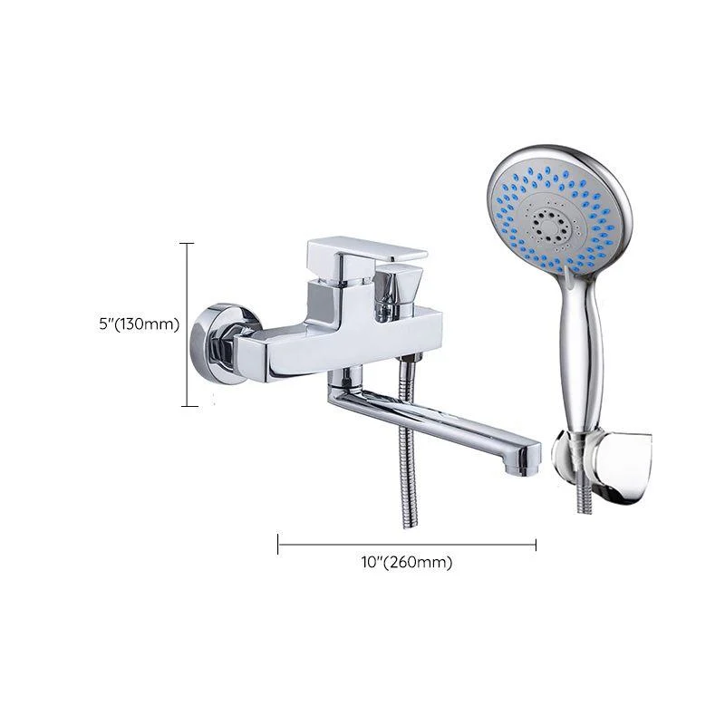 Chrome Polished Bathroom Tap Wall Mount Swivel Spout with Handheld Shower -Bathlova