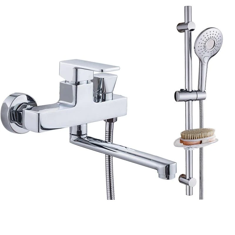 Chrome Polished Bathroom Tap Wall Mount Swivel Spout with Handheld Shower -Bathlova