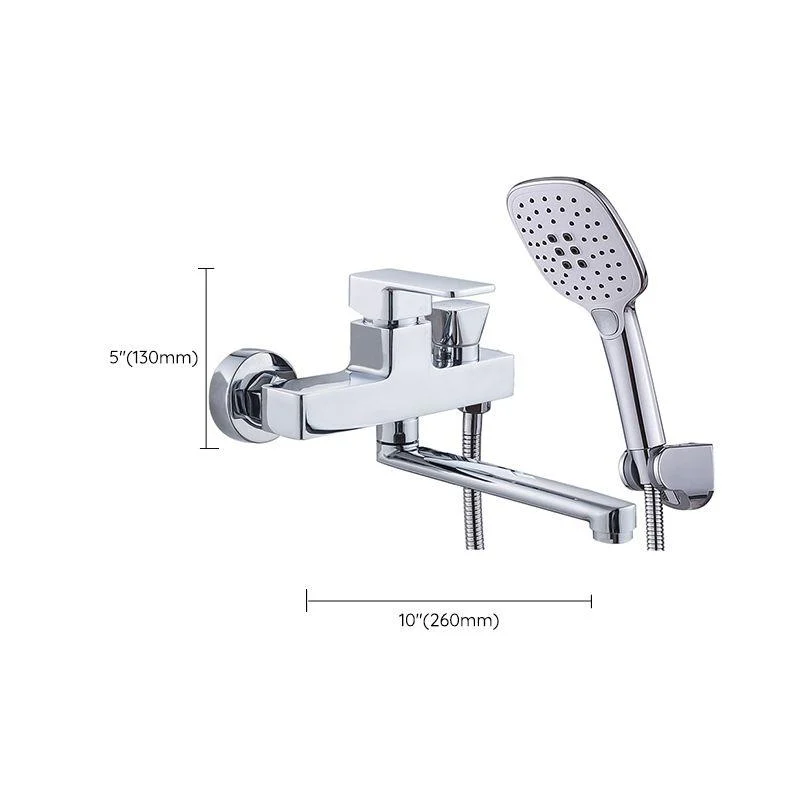 Chrome Polished Bathroom Tap Wall Mount Swivel Spout with Handheld Shower -Bathlova