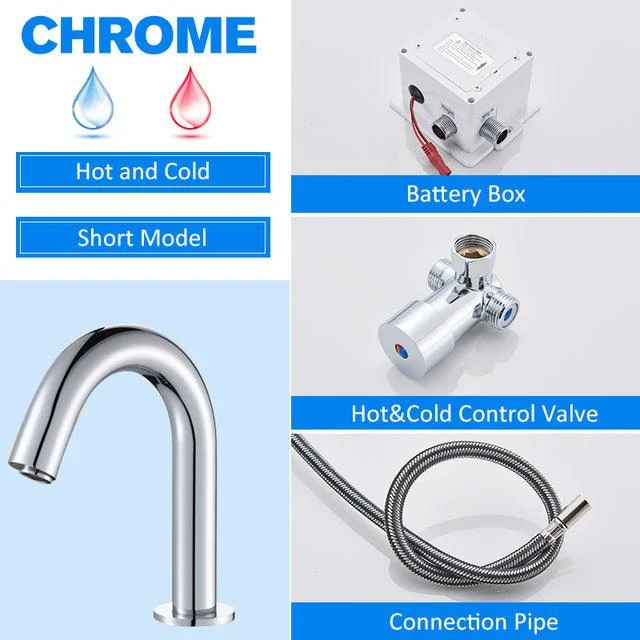 Chrome Sensor Basin Tap Touchless Basin Mixer Handsfree Tap -Bathlova