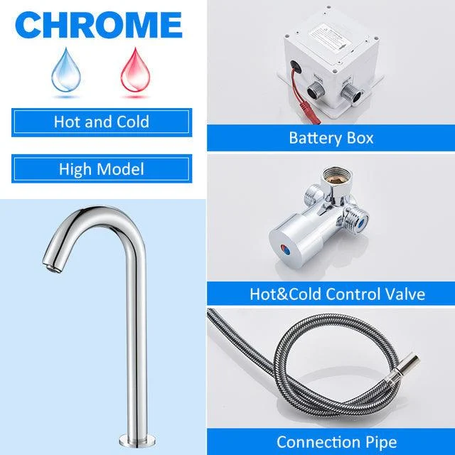 Chrome Sensor Basin Tap Touchless Basin Mixer Handsfree Tap -Bathlova