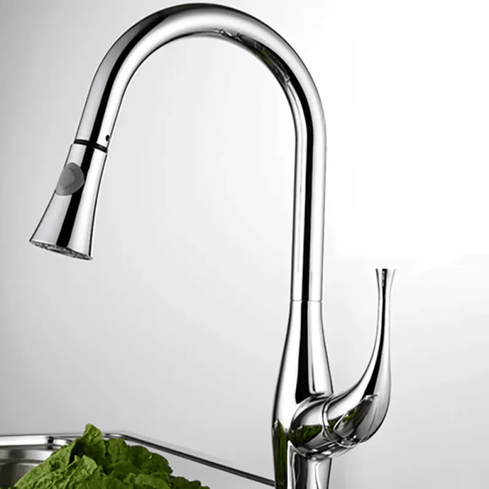 Chrome Single-Handle Pull-Down Spray Kitchen Tap -Bathlova