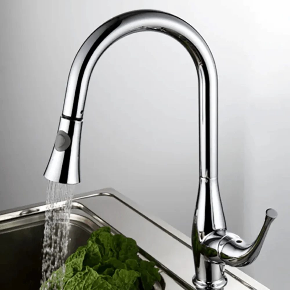 Chrome Single-Handle Pull-Down Spray Kitchen Tap -Bathlova