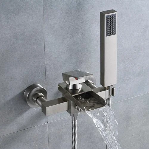 Chrome Waterfall Shower Tap Wall Mounted Handheld Shower Mixer Tap -Bathlova