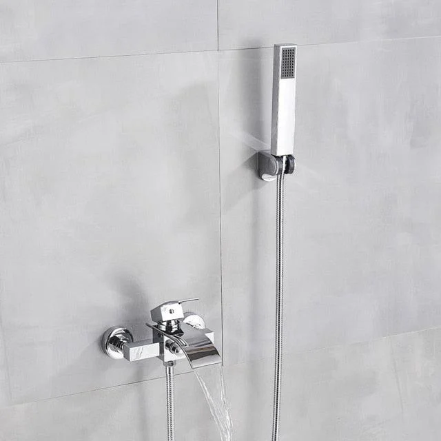 Chrome Waterfall Shower Tap Wall Mounted Handheld Shower Mixer Tap -Bathlova