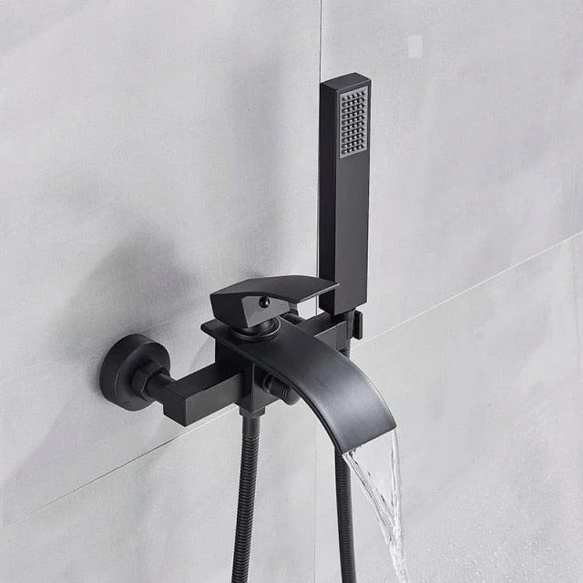 Chrome Waterfall Shower Tap Wall Mounted Handheld Shower Mixer Tap -Bathlova