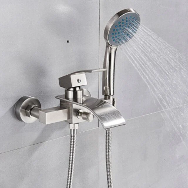 Chrome Waterfall Shower Tap Wall Mounted Handheld Shower Mixer Tap -Bathlova