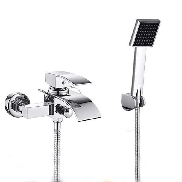 Chrome Waterfall Shower Tap Wall Mounted Handheld Shower Mixer Tap -Bathlova