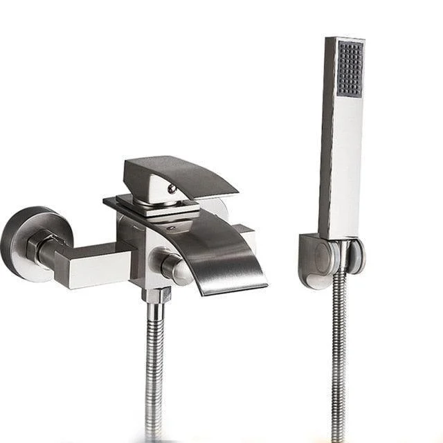 Chrome Waterfall Shower Tap Wall Mounted Handheld Shower Mixer Tap -Bathlova