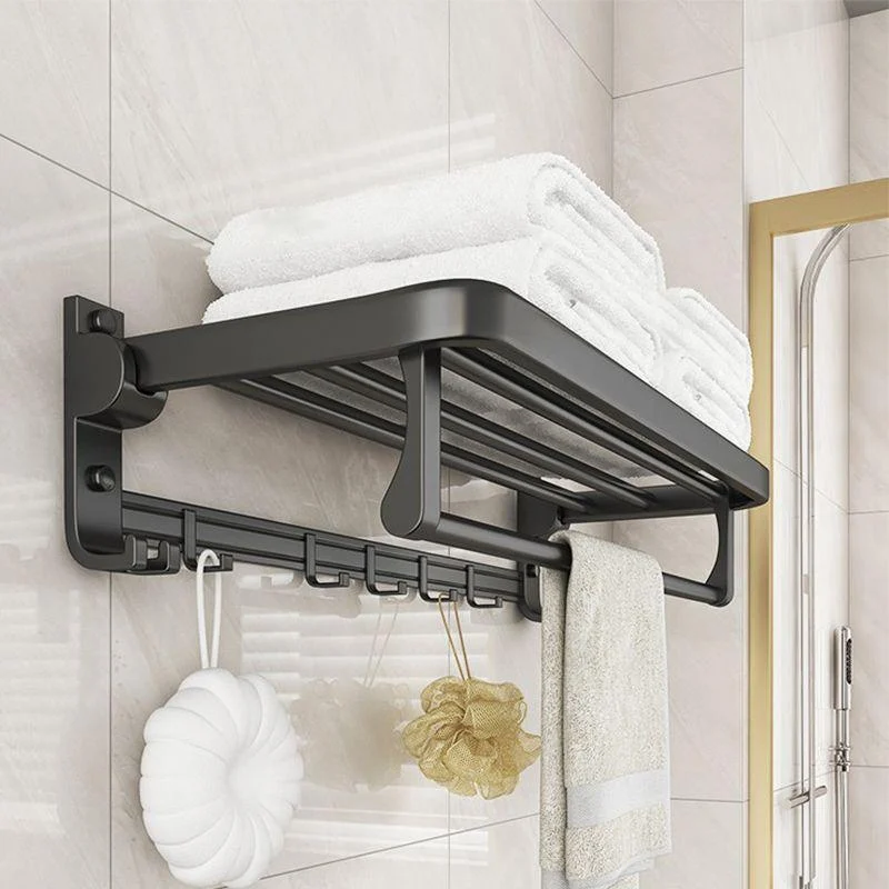 Chrome/Black Classic Bathroom Accessory Set Modern Bath Shelf/ Towel Bar & Paper Holder -Bathlova