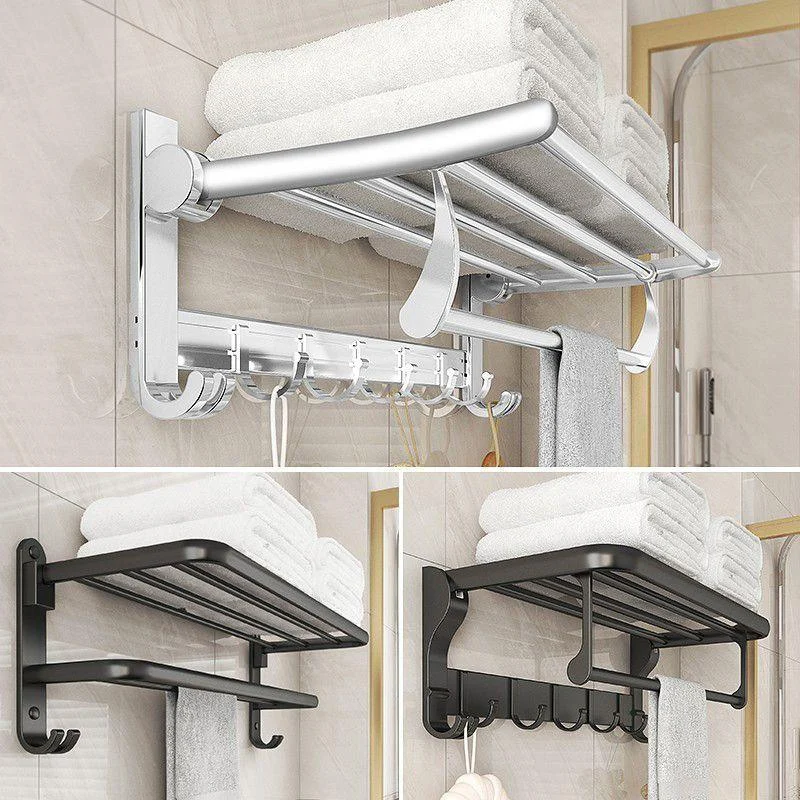 Chrome/Black Classic Bathroom Accessory Set Modern Bath Shelf/ Towel Bar & Paper Holder -Bathlova