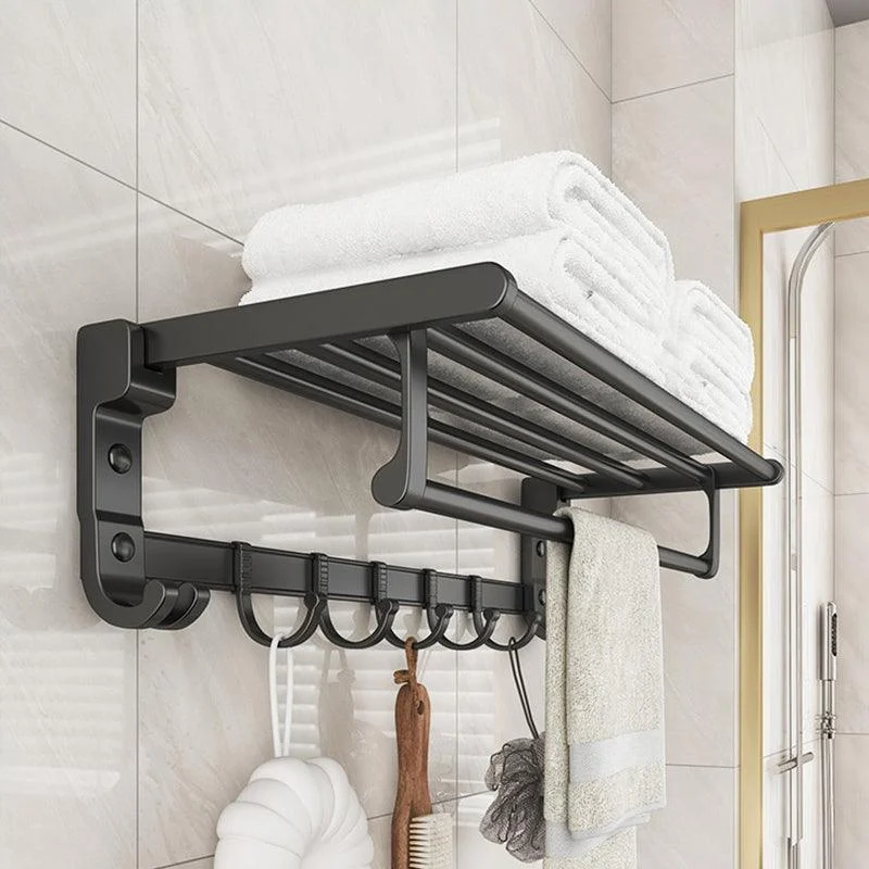 Chrome/Black Classic Bathroom Accessory Set Modern Bath Shelf/ Towel Bar & Paper Holder -Bathlova