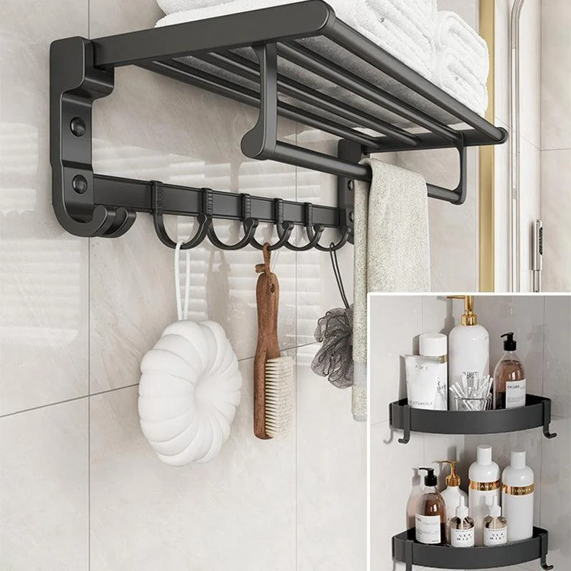 Chrome/Black Classic Bathroom Accessory Set Modern Bath Shelf/ Towel Bar & Paper Holder -Bathlova