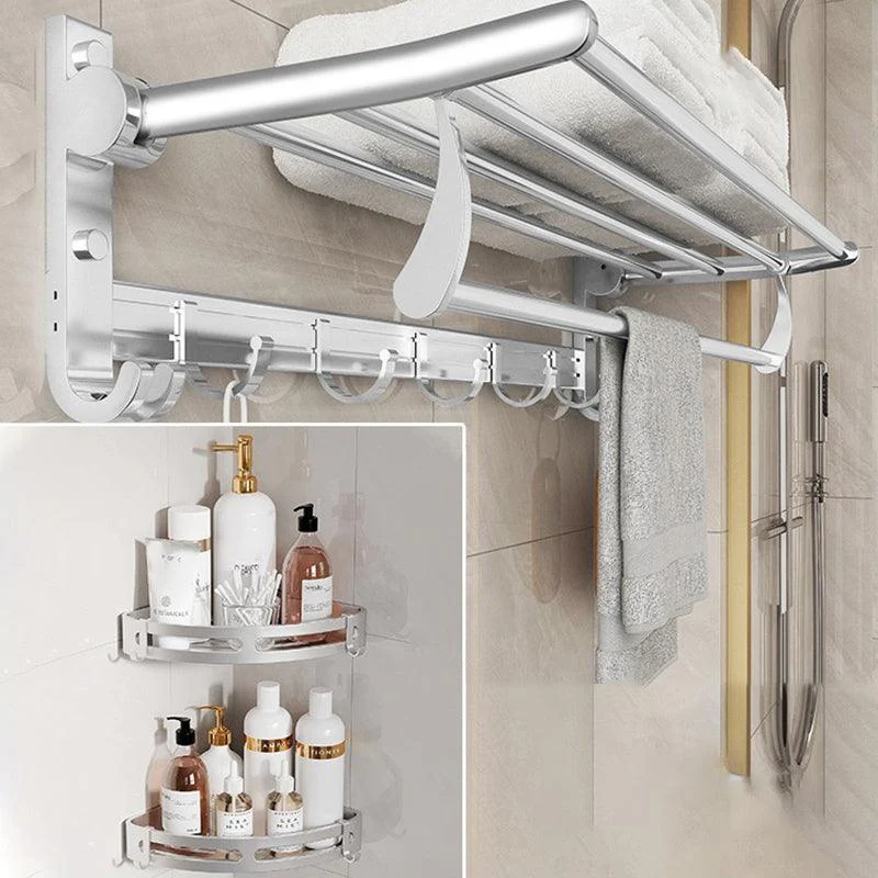 Chrome/Black Classic Bathroom Accessory Set Modern Bath Shelf/ Towel Bar & Paper Holder -Bathlova