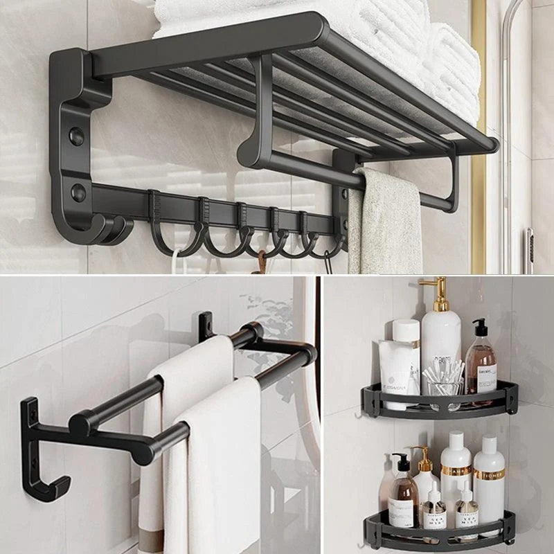 Chrome/Black Classic Bathroom Accessory Set Modern Bath Shelf/ Towel Bar & Paper Holder -Bathlova