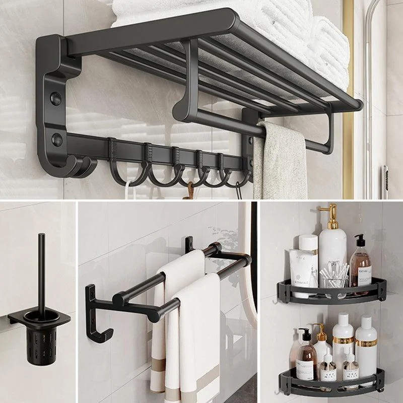 Chrome/Black Classic Bathroom Accessory Set Modern Bath Shelf/ Towel Bar & Paper Holder -Bathlova