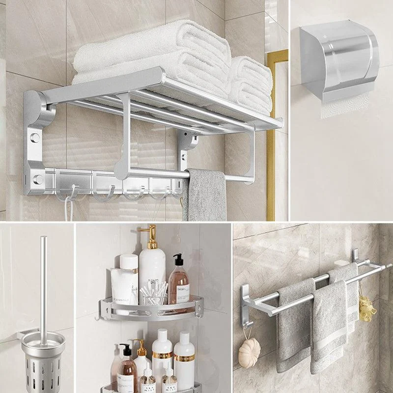 Chrome/Black Classic Bathroom Accessory Set Modern Bath Shelf/ Towel Bar & Paper Holder -Bathlova