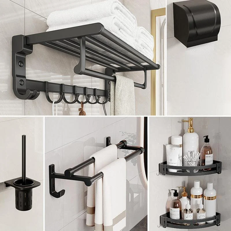 Chrome/Black Classic Bathroom Accessory Set Modern Bath Shelf/ Towel Bar & Paper Holder -Bathlova