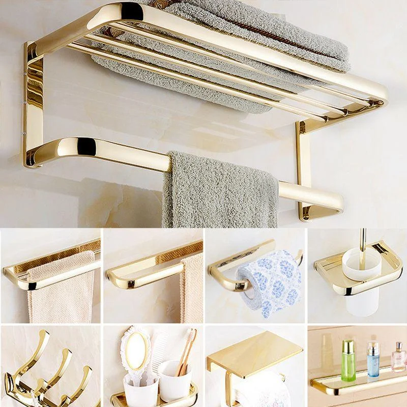 Chrome/Gold Bathroom Accessory Set Modern Metal Bathroom Hardware Set -Bathlova