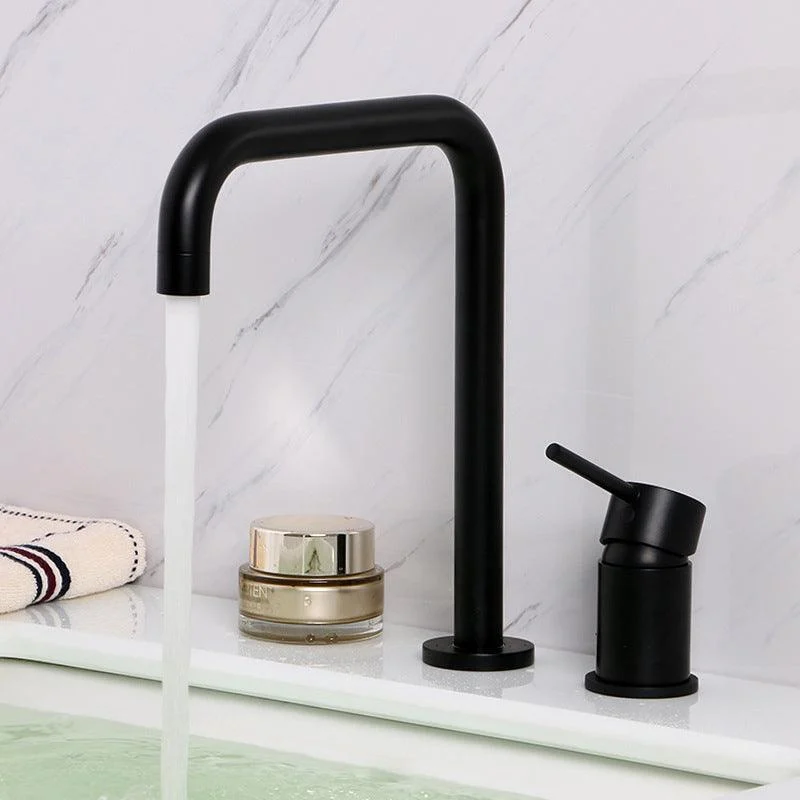 Circular 1-Handle Bathroom Tap 2 Hole Widespread Bathroom Sink Tap with Water Hose -Bathlova