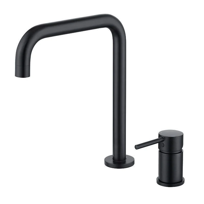 Circular 1-Handle Bathroom Tap 2 Hole Widespread Bathroom Sink Tap with Water Hose -Bathlova