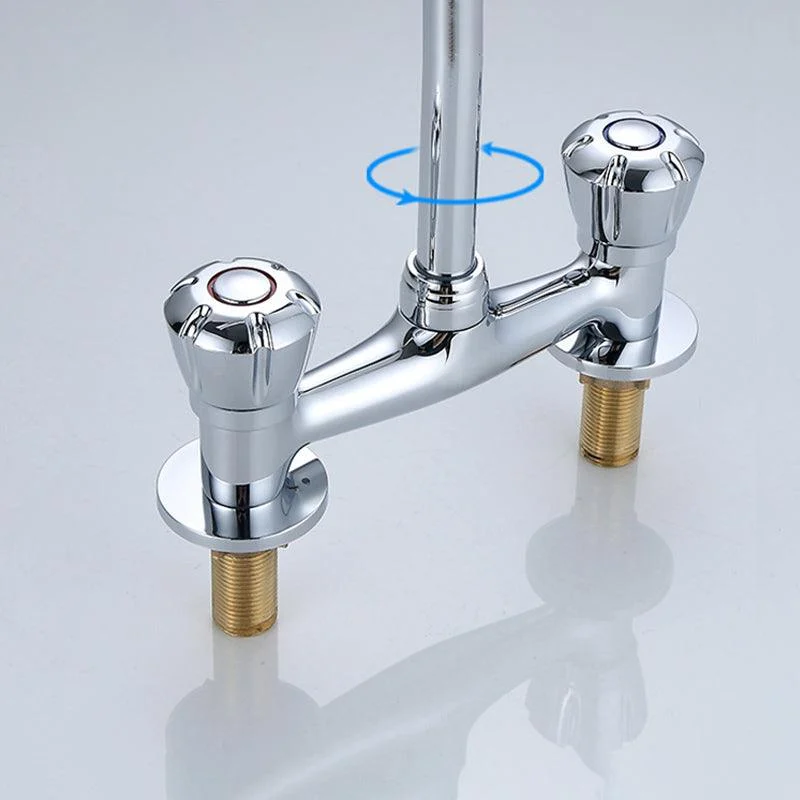 Circular 2-Handle Bathroom Tap 2 Hole Centerset Bathroom Tap with Gooseneck Arc -Bathlova