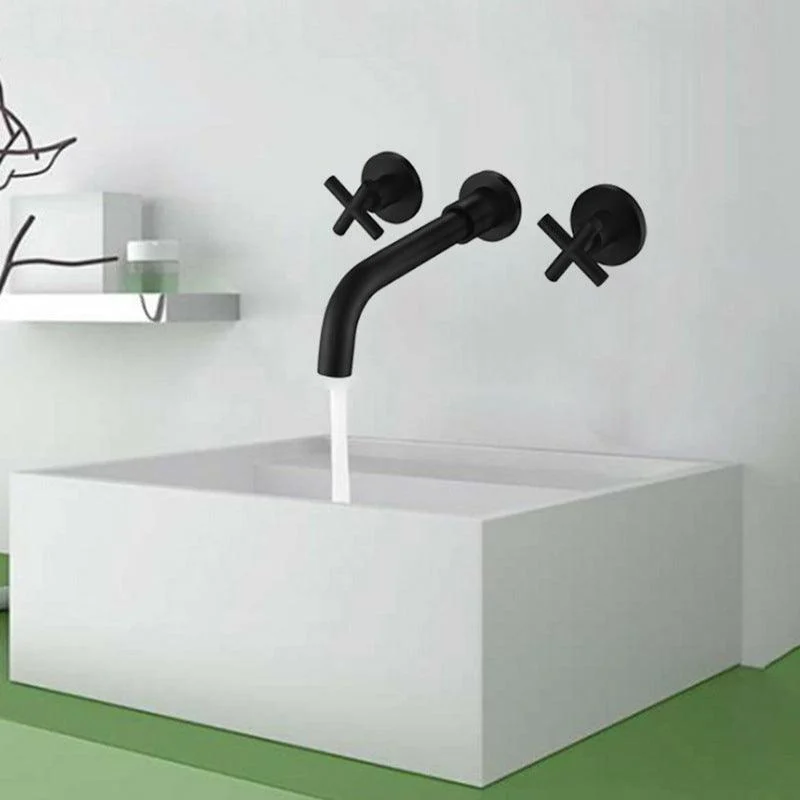 Circular 2-Handle Bathroom Tap 3 Hole Wall Mounted Bathroom Tap -Bathlova