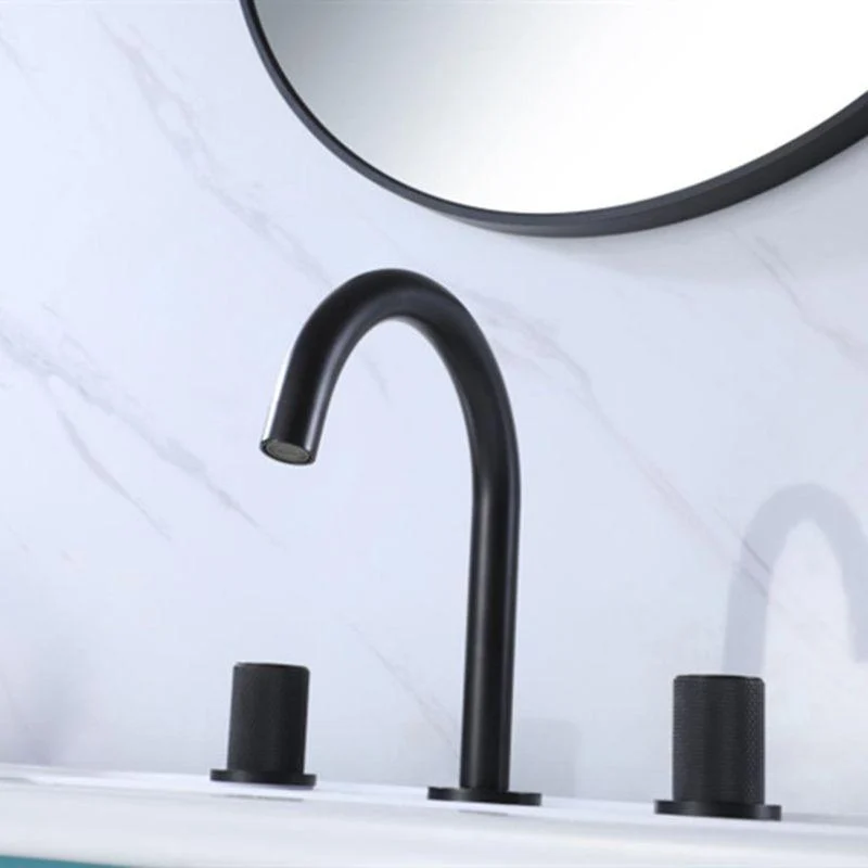 Circular 2-Handle Bathroom Tap 3 Hole Widespread Bathroom Sink Tap -Bathlova