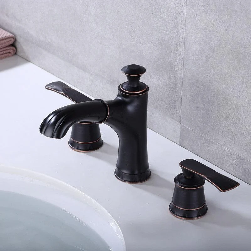 Circular 2-Handle Bathroom Tap 3 Hole Widespread Bathroom Sink Tap -Bathlova