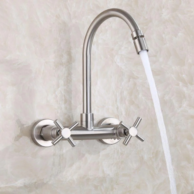 Circular 2-Handle Bathroom Tap Single Hole Wall Mounted Bathroom Tap -Bathlova