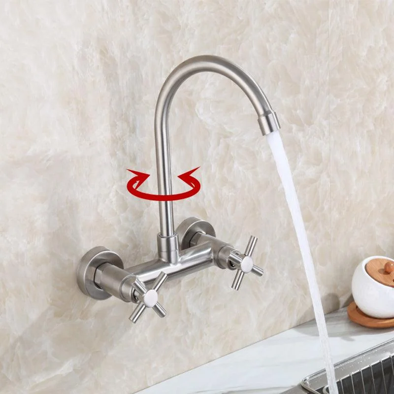 Circular 2-Handle Bathroom Tap Single Hole Wall Mounted Bathroom Tap -Bathlova