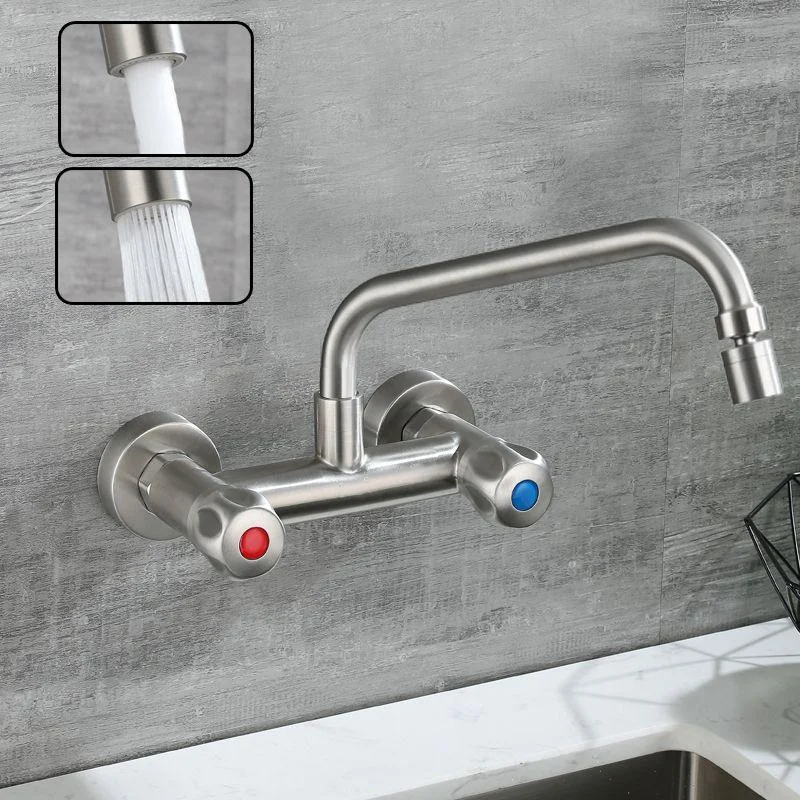 Circular 2-Handle Bathroom Tap Single Hole Wall Mounted Bathroom Tap -Bathlova