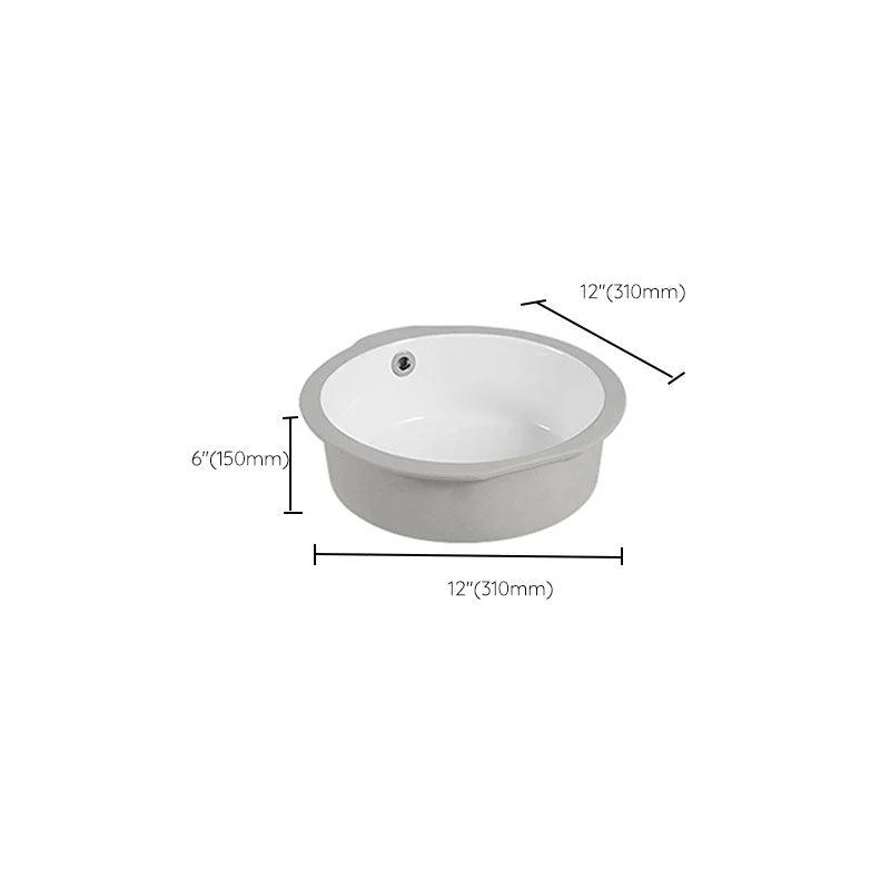 Circular Bathroom Sink Modern White Vitreous China Drop-in Bathroom Sink -Bathlova