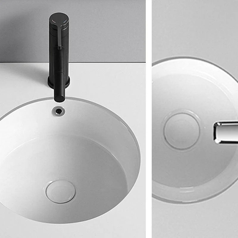 Circular Bathroom Sink Modern White Vitreous China Drop-in Bathroom Sink -Bathlova