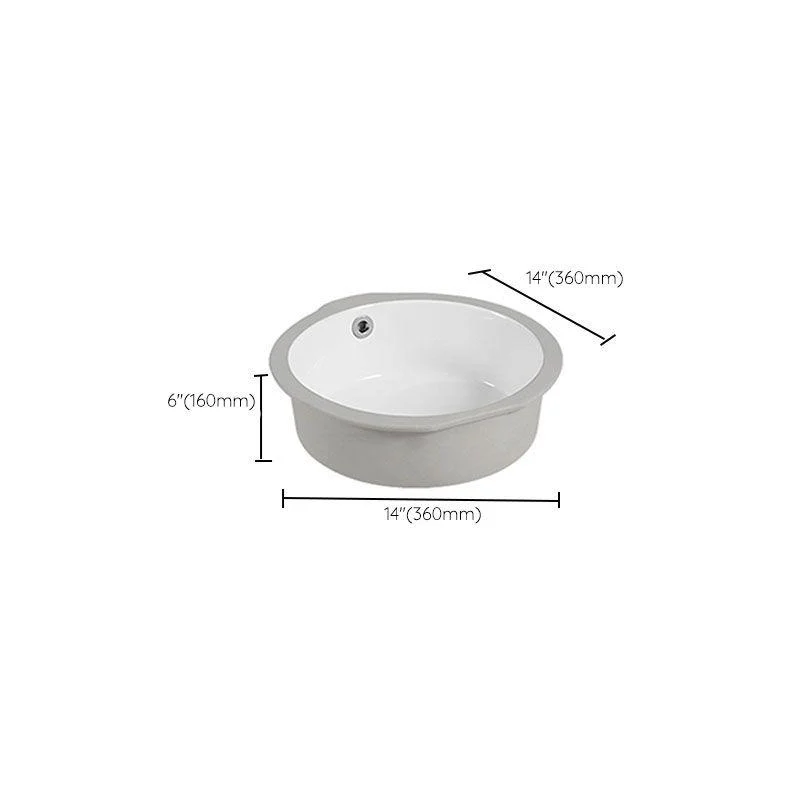 Circular Bathroom Sink Modern White Vitreous China Drop-in Bathroom Sink -Bathlova