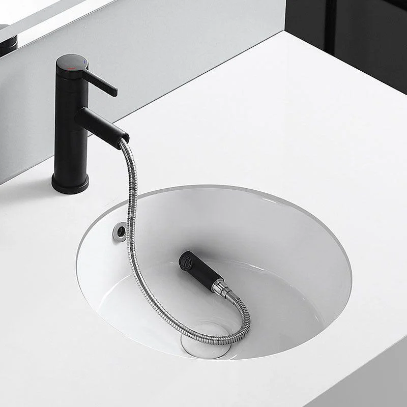 Circular Bathroom Sink Modern White Vitreous China Drop-in Bathroom Sink -Bathlova