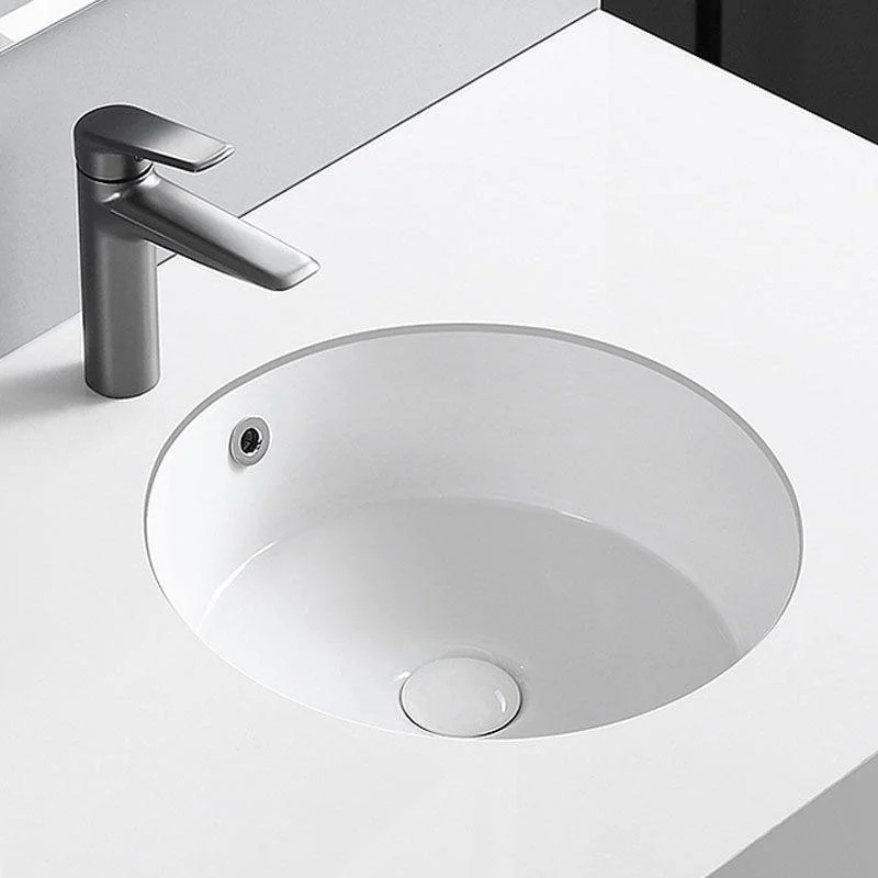 Circular Bathroom Sink Modern White Vitreous China Drop-in Bathroom Sink -Bathlova