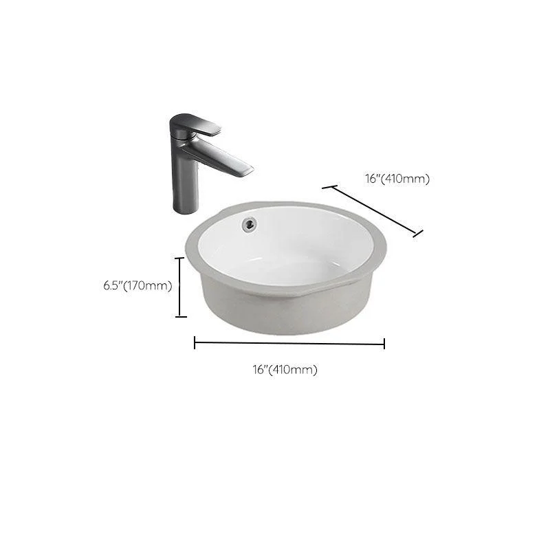 Circular Bathroom Sink Modern White Vitreous China Drop-in Bathroom Sink -Bathlova