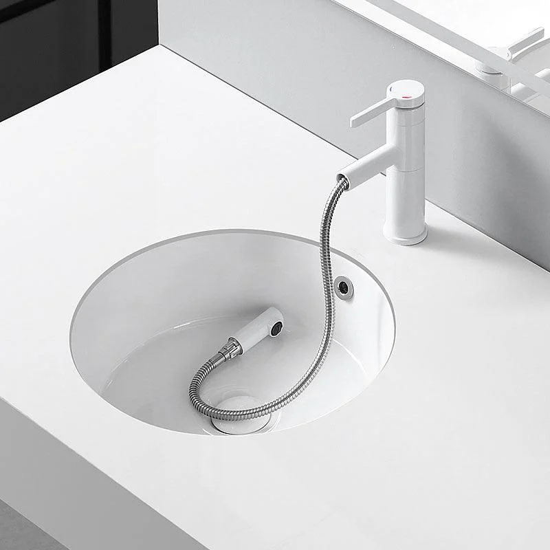 Circular Bathroom Sink Modern White Vitreous China Drop-in Bathroom Sink -Bathlova