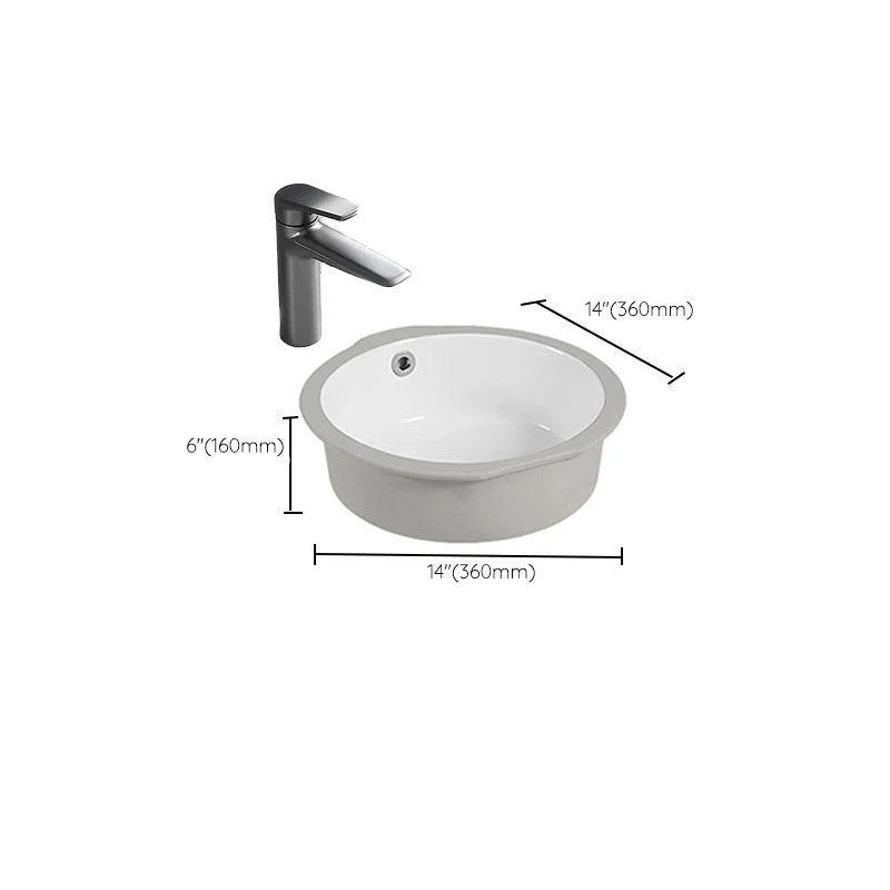 Circular Bathroom Sink Modern White Vitreous China Drop-in Bathroom Sink -Bathlova